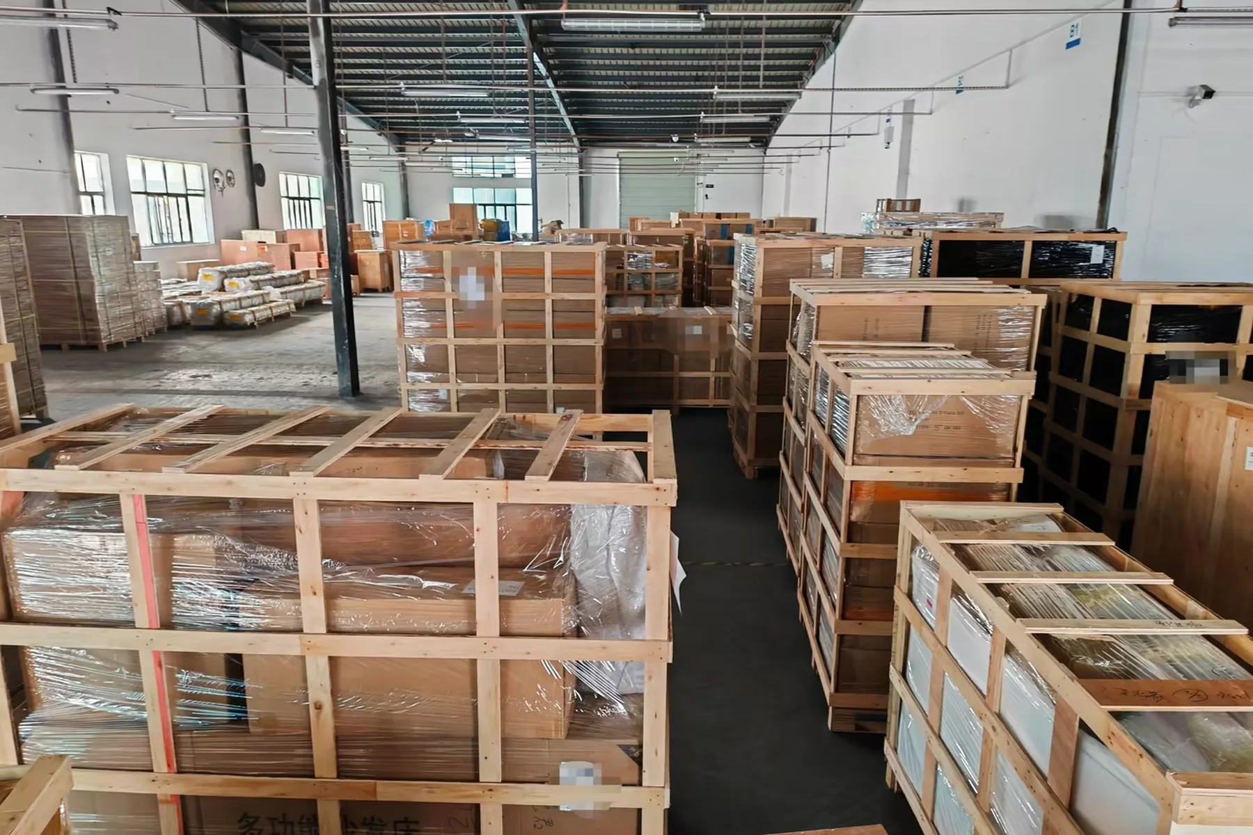 Separate supplier deliveries staged for receiving checks and warehouse records